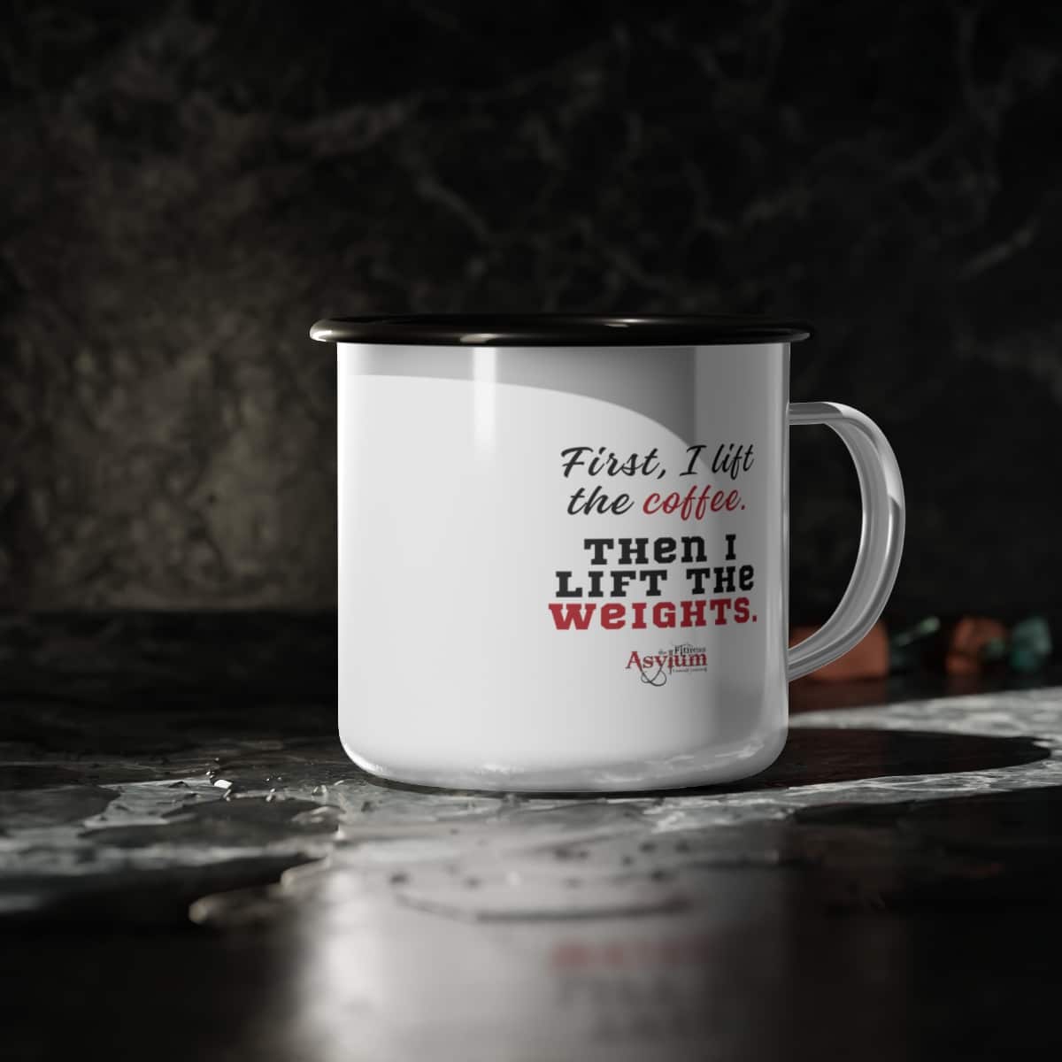 First Coffee, Then Weights - Enamel Camp Cup - Image 4