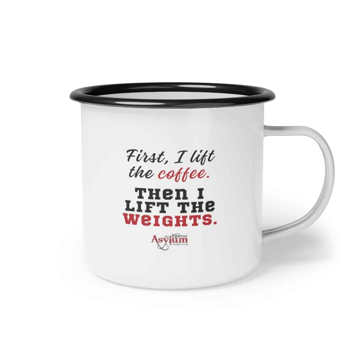 First Coffee, Then Weights - Enamel Camp Cup